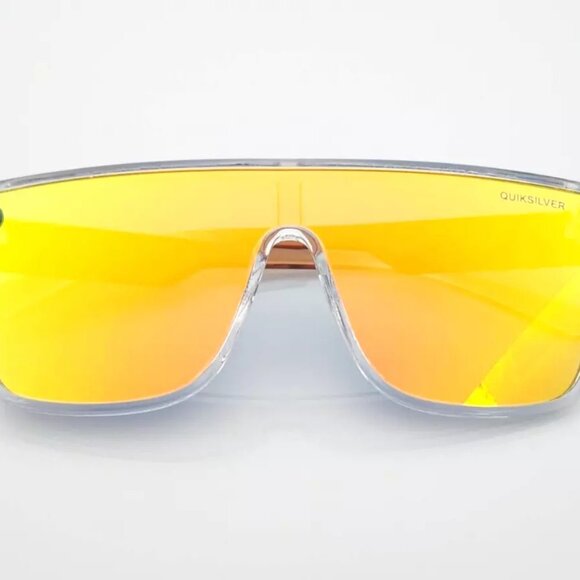 Quiksilver Shield Sunglasses Clear Brown Frame Yellow Mirror Shield Lens NEW Q10 - Picture 6 of 12
